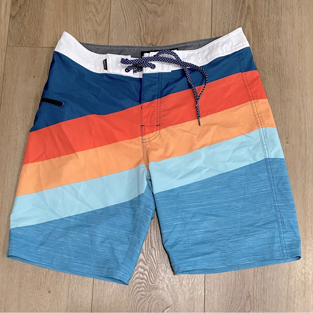 Rip Curl Blue and Orange Striped Board Shorts